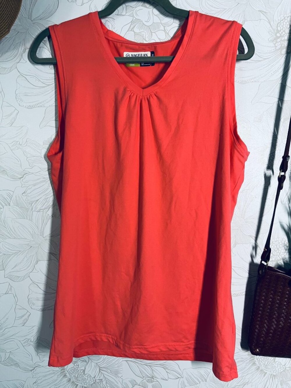 Magellan Outdoors Womens Coral Sleeveless V-Neck Tank Top With MagWick Moisture
